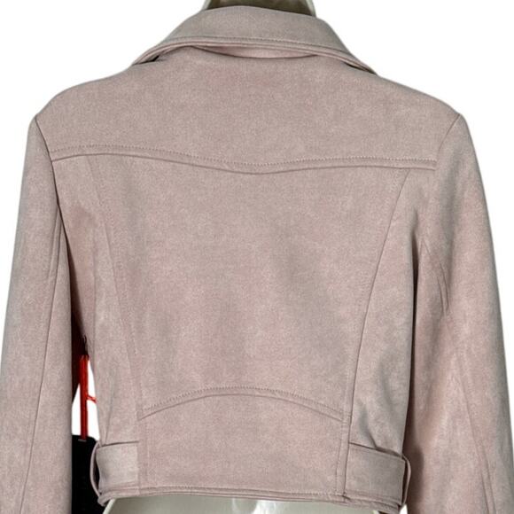 NWT Black Label by C'est Toi Faux Suede Moto Jacket Blush Pink Size S - Picture 11 of 11